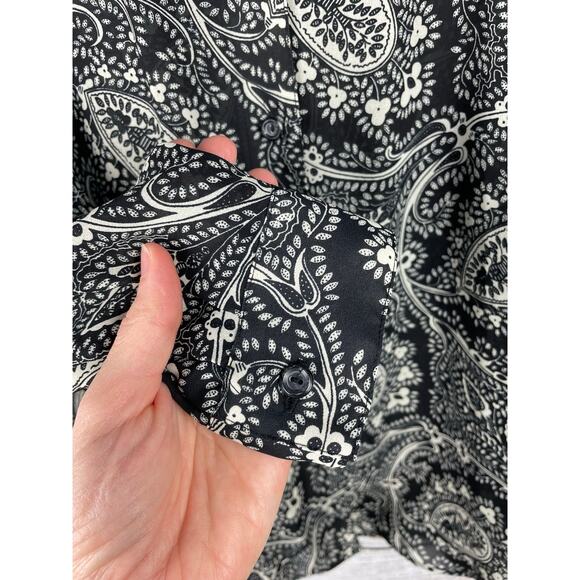 Vintage Diane Von Furstenberg Color Authority Black Paisley Button Down Shirt L - Picture 5 of 7